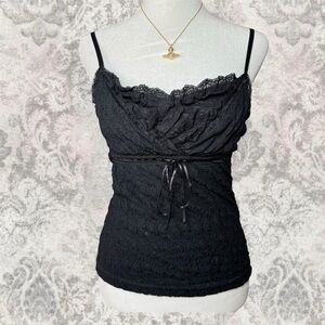 Black Lace Whimsigoth Western Summer Delicate Women’s Small Camisole Top